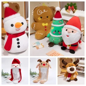 New Christmas Plush Toy Soft Pillows Cute Santa Claus Snowman Elk & Gingerbread Man Santa Claus hat Home Decor Kid Xmas Gift