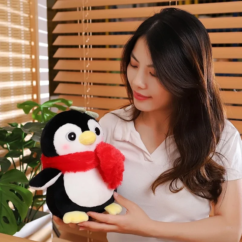 20-25cm Cute Penguin Wear A Bow Scarf Plushies Doll Cartoon Stuffed Animal Soft Sofa Cushion Baby Sleeping Pillow for Kids Gifts - Image 6