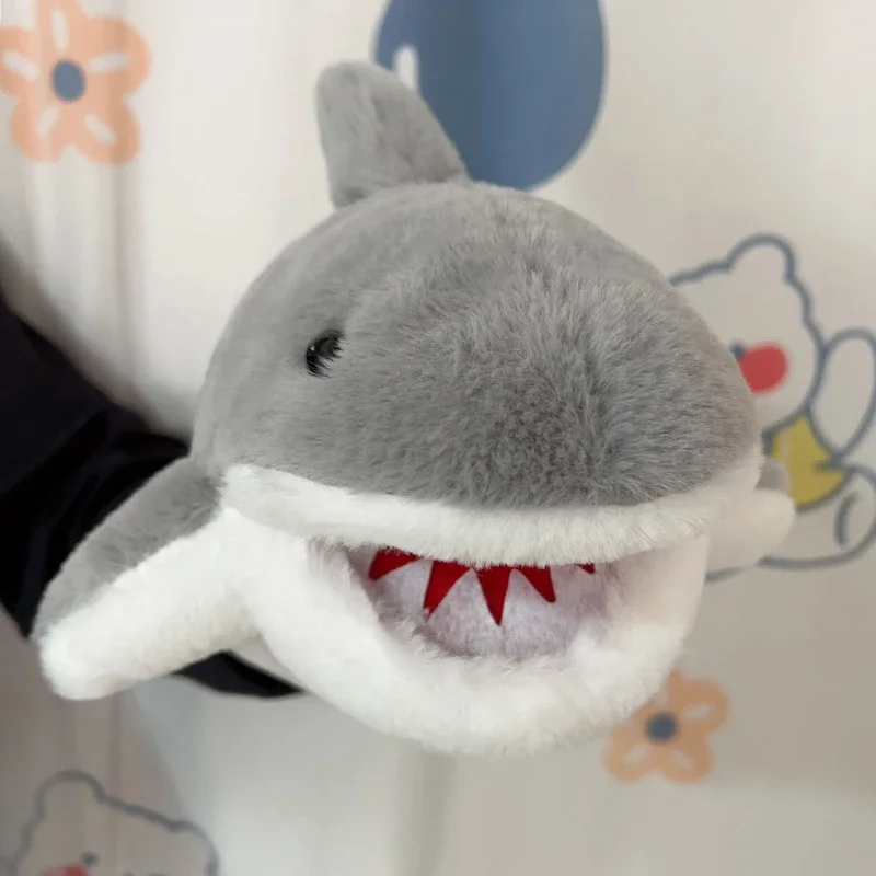 16cm Soft Cute Shark Hand Puppet Plush Toy Artificial Shark Plush Toy Interactive Stuffed Animal Gift for Boys Girls Room Decor - Image 2