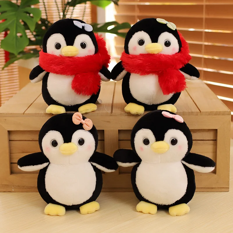 20-25cm Cute Penguin Wear A Bow Scarf Plushies Doll Cartoon Stuffed Animal Soft Sofa Cushion Baby Sleeping Pillow for Kids Gifts - Image 3